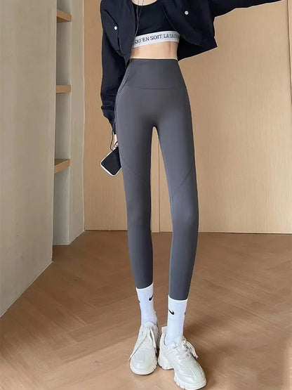 EVNISI Women Pocket Thickened Office Trousers Women Cashmere Thermal Pencil Pants Casual High Waist Yoga Pants 2023 Fall Winter